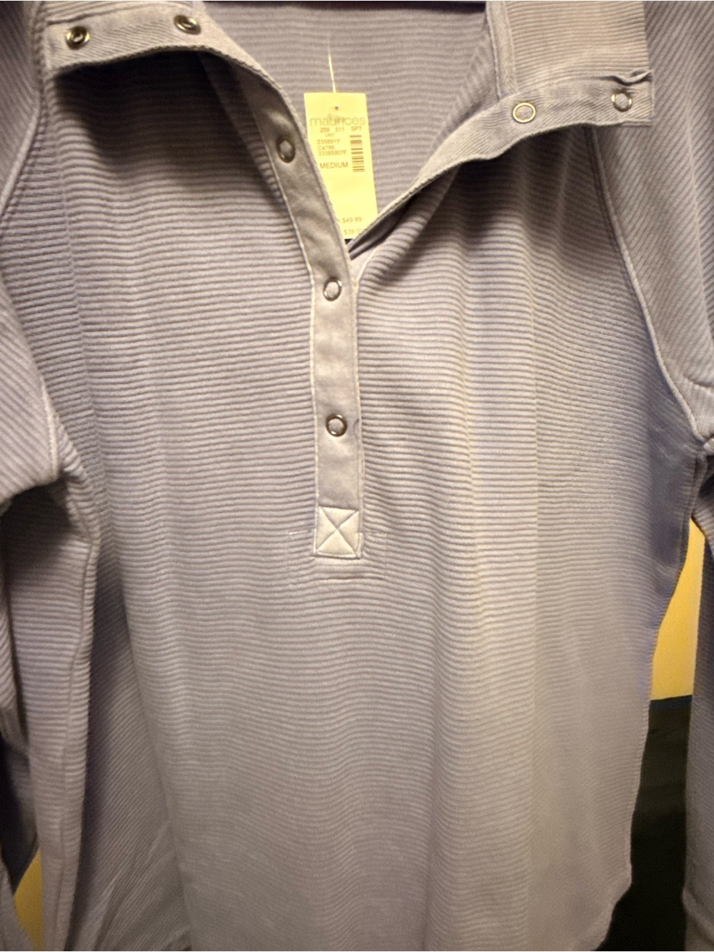 NWT! Women’s Long-Sleeve Snap Henley Shirt - Light Purple